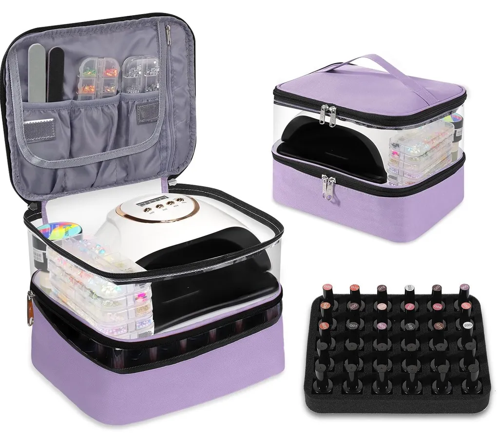 Mallette vernis à ongles grande capacité 30 flacons avec double étage