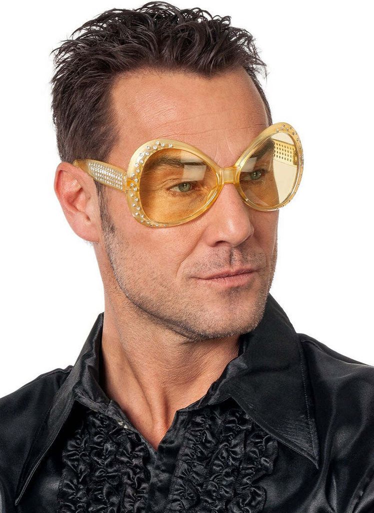 Disco Brille mit Steinchen goldfarben Produktbild 
