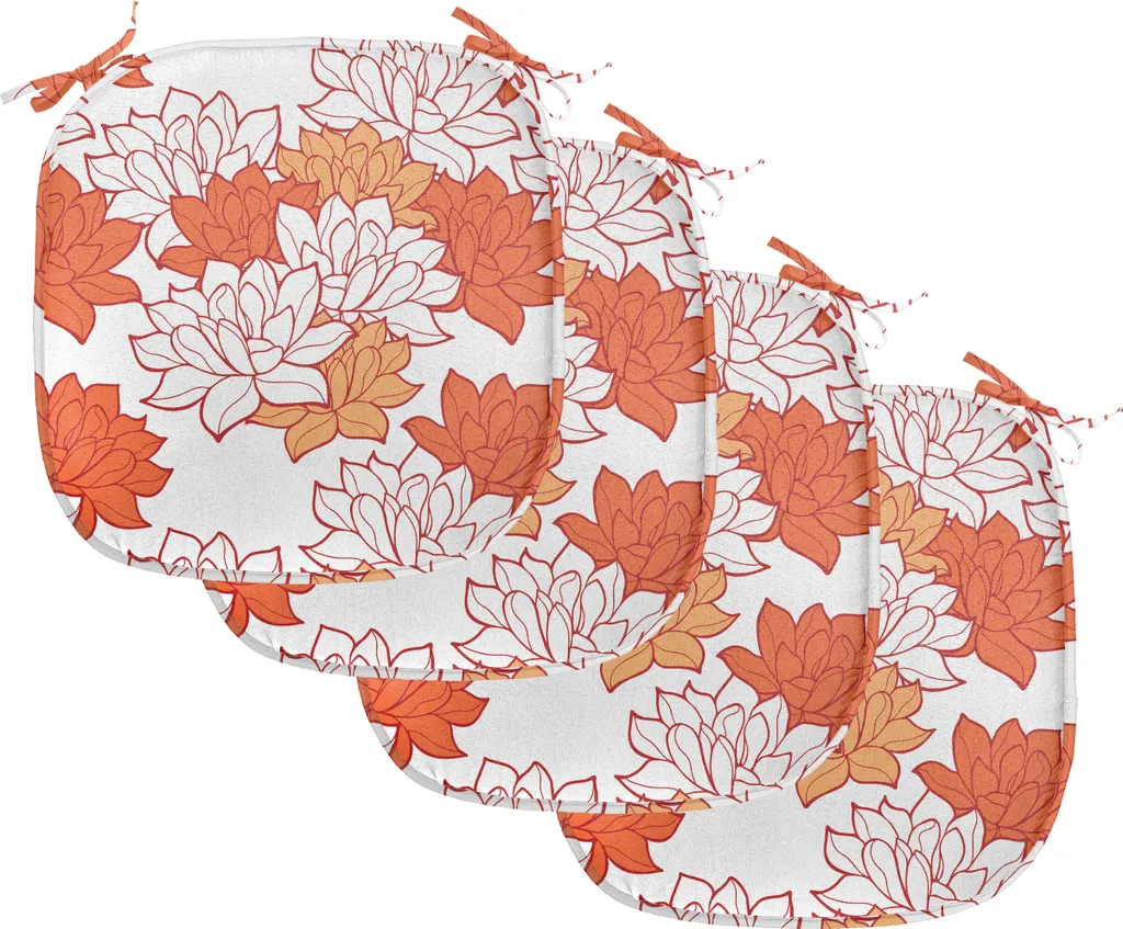 Coussin de Chaise Anti-Glisse et Anti-Tache Orange Lotus 40x40 Lot 4
