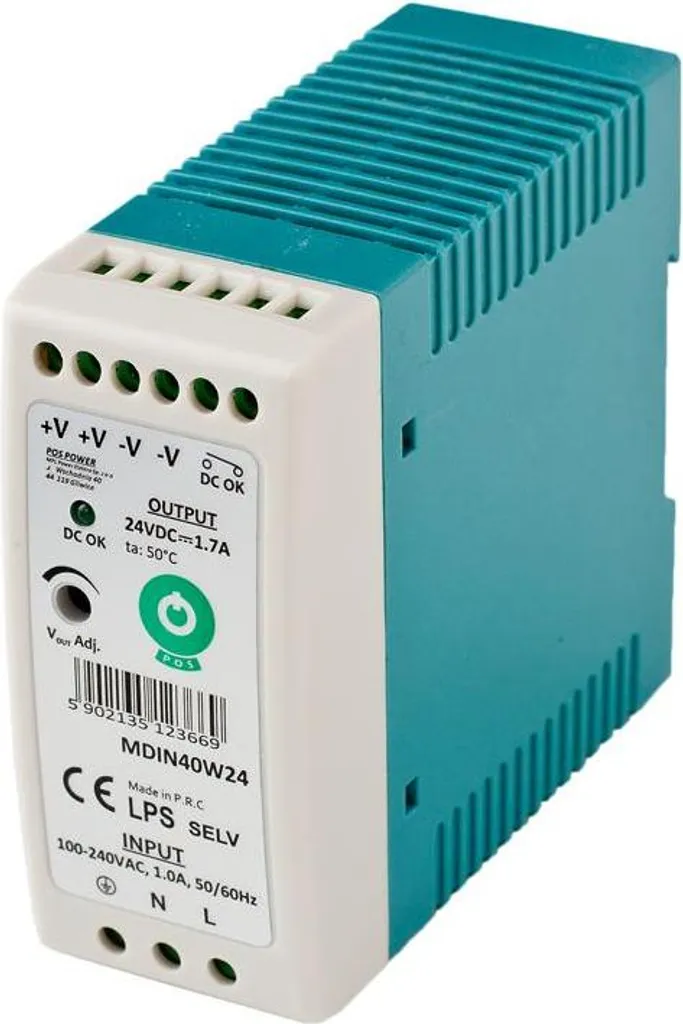 MDIN40W24 Alimentation Rail DIN 24V 1,7A Slim - Bloc de Puissance 40W