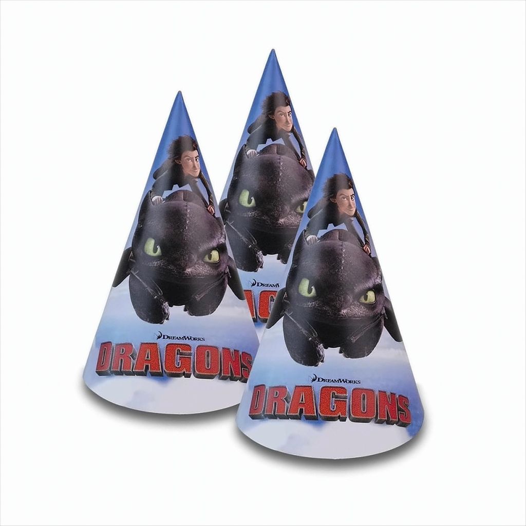 Dragons Party-Hüte 15cm hoch, 8 Stk Produktbild 