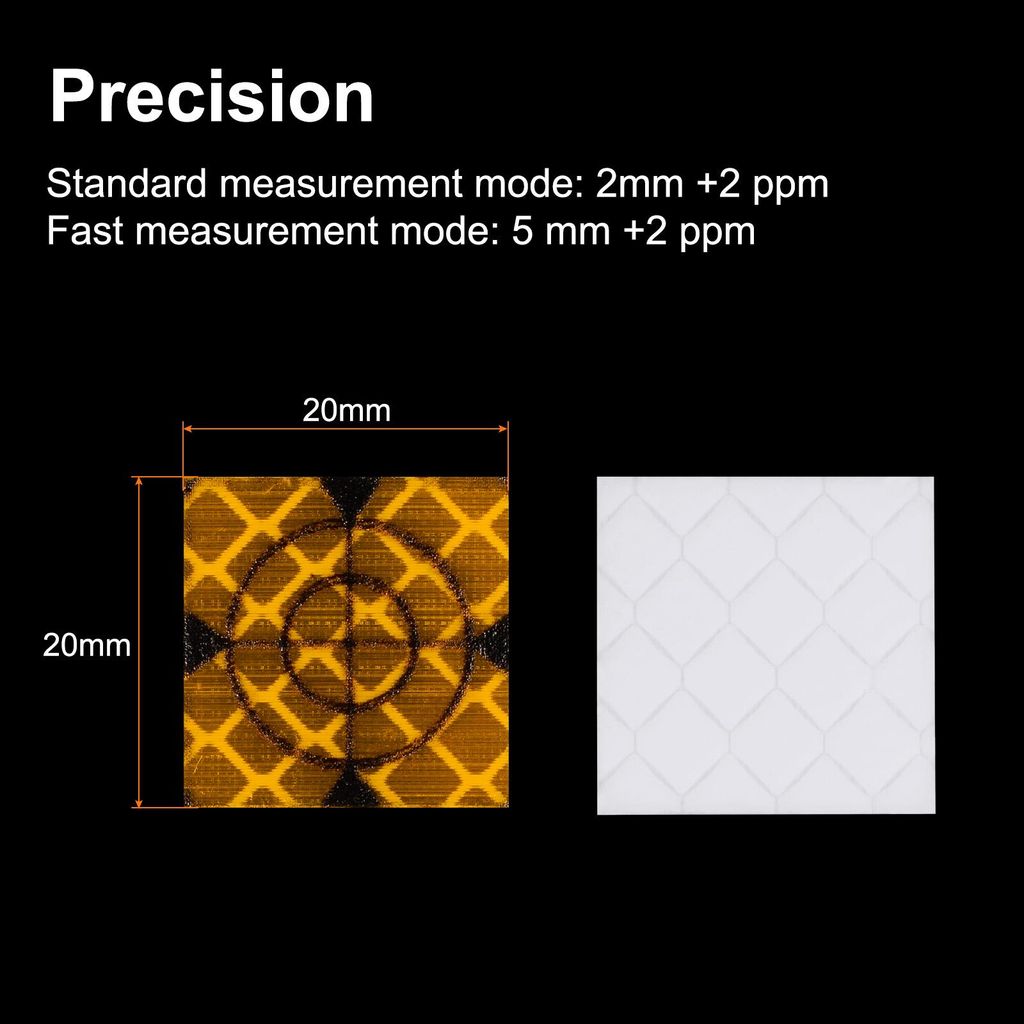 100 Stš¹ck TotalStation Reflektor 20x20mm Selbstklebendes Reflektierendes Band Umfragezielmarkierung fš¹r Totalstationen, Gelb.