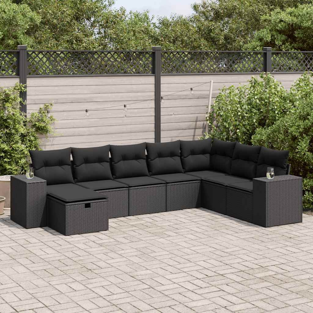 Maison Exclusive - 8-tlg. Garten-Sofagarnitur mit Kissen Schwarz Poly Rattan