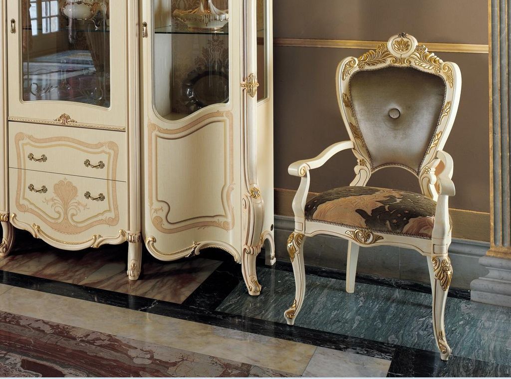 Stühle Sitz Lehn Büro Office Esszimmer Luxus Neu Design Polster Massivholz Stuhl