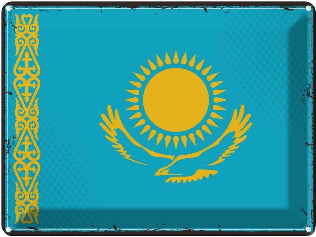 vianmo Blechschild 30x40 cm Kasachstans Retro Kazakhstan Flagge Fahne Wappen
