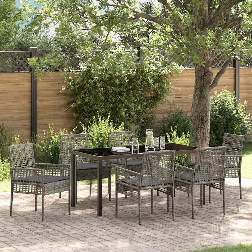 Maison Exclusive - Garten Essgruppe mit Kissen 7 pcs Grau Poly-Rattan