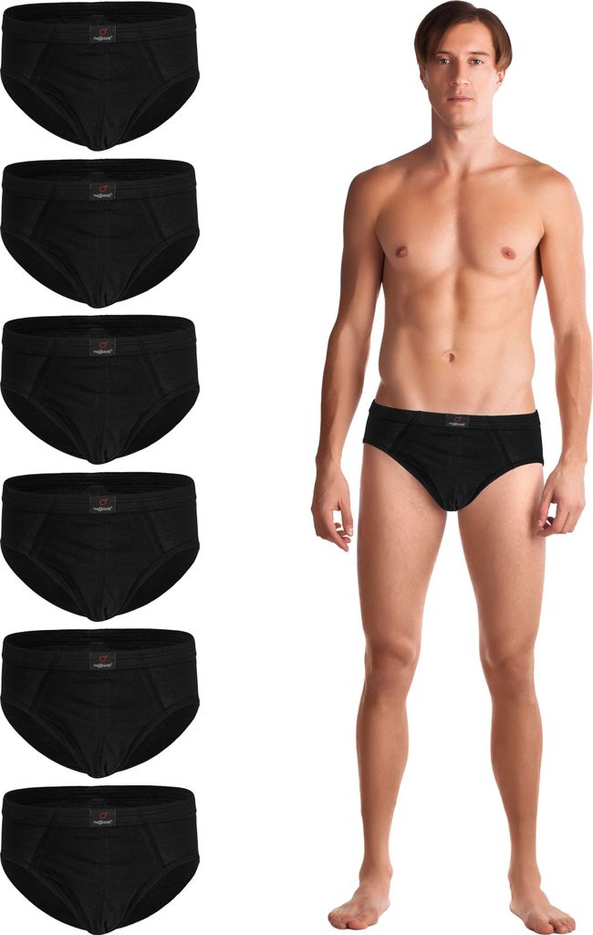 TEXEMP 3er-6er Pack Herren Slip Baumwolle Schwarz Unterhose Sportslip Basic | B258 - 4XL - 6 Stück