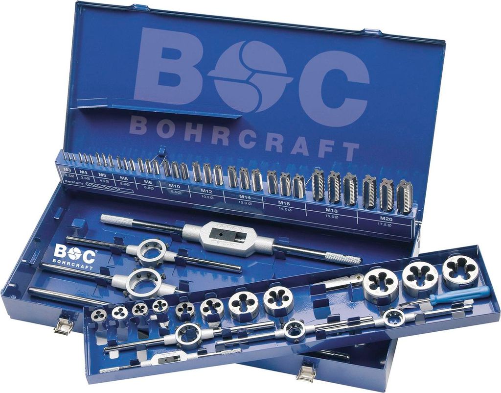 BOHRCRAFT Gewindeschneidsatz GW 20 DIN 352 HSS-G M3-M20 54-tlg.