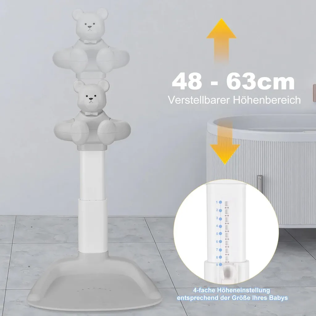 Siège de douche pour bébé ergonomique - Modèle ajustable Confort+ gris