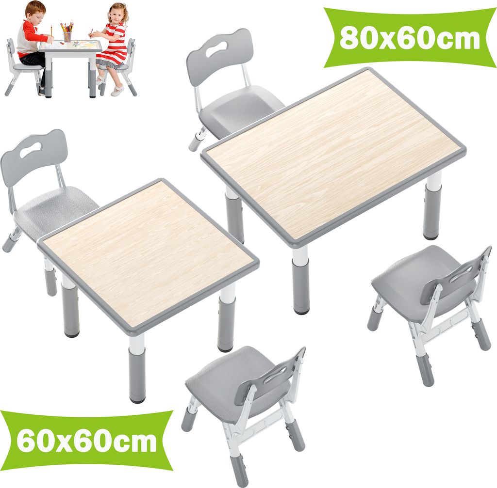 XMTECH Table pour enfants 80×60cm avec 2 chaises Ensemble Image du produit 