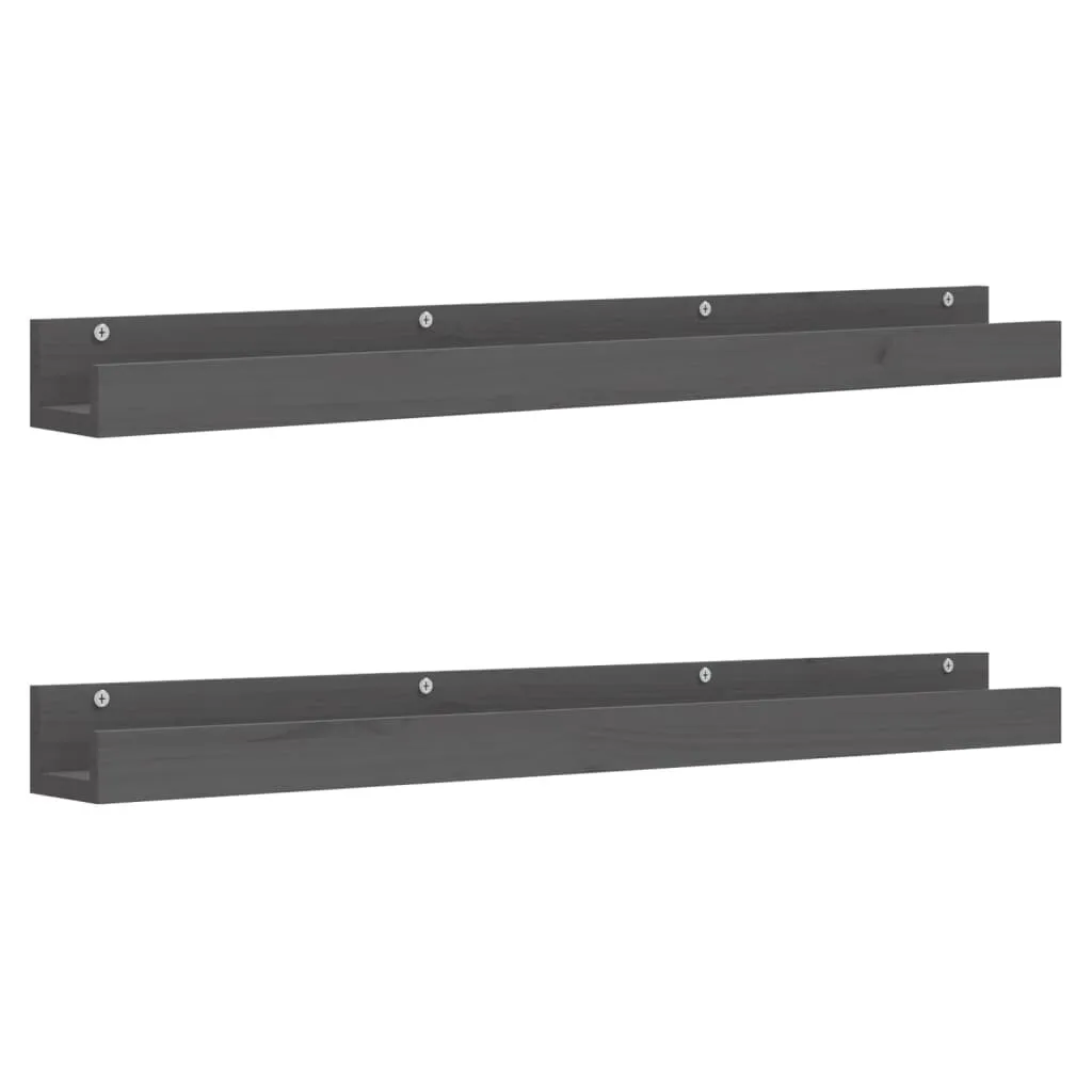 vidaXL Mensole a muro 2 pz. Grigio 110x12x9 cm in legno di pino massiccio