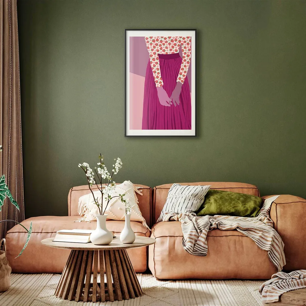 Quadro Donna Fragola 40x60 con Cornice Nera: Arredo Cucina e Soggiorno - 2