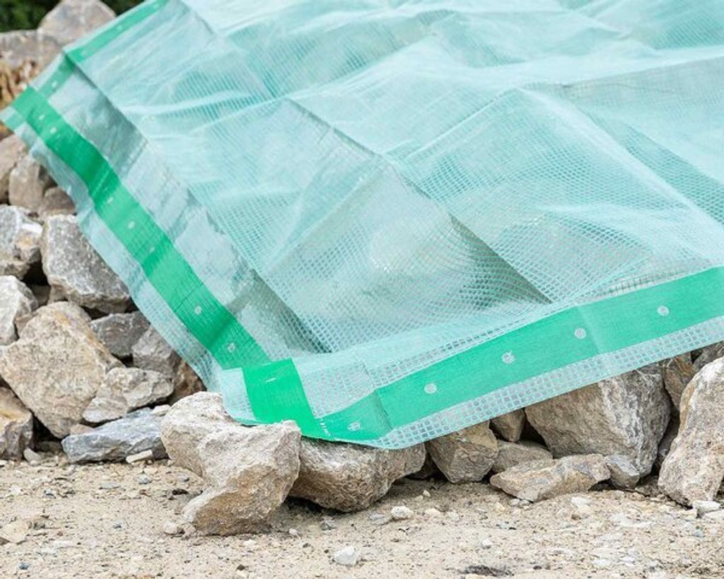 1x Gitterfolie 250 g/qm transparent mit grünem Gitter und Nagelrand 4 m x 25 m