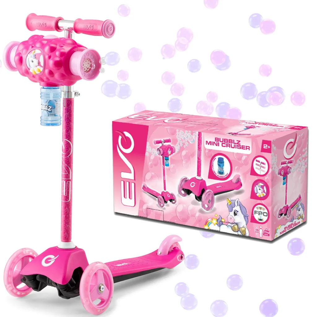 Trottinette trois roues réglable pour enfant EVO Bubblz rose à bulles