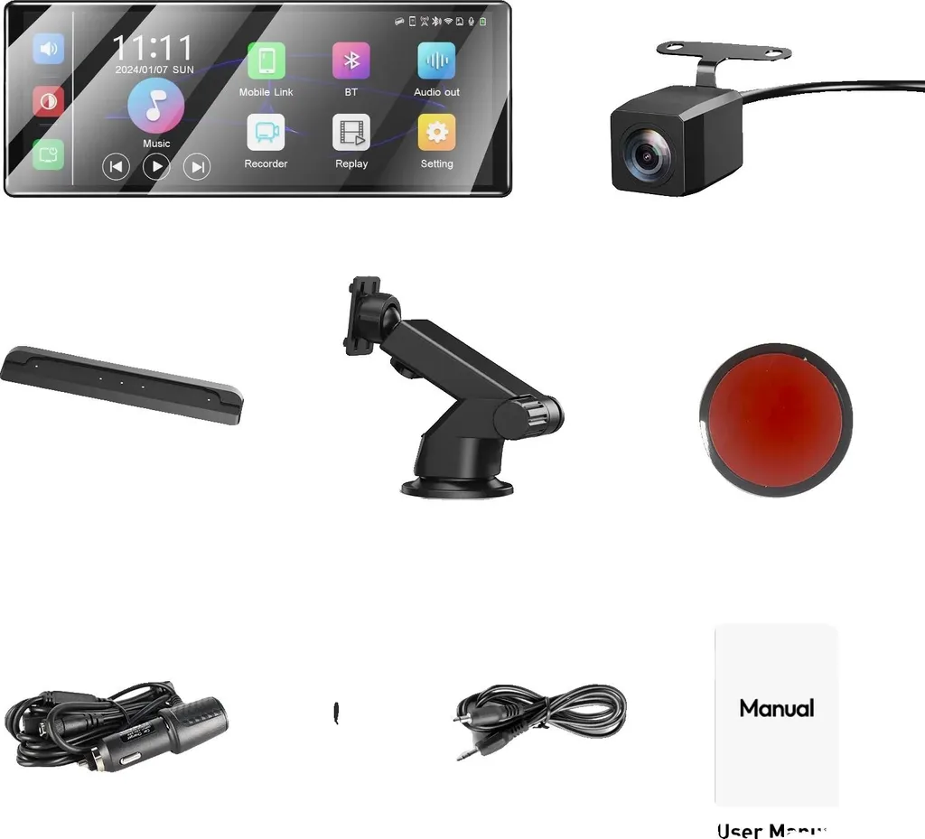 Dashcam écran 11,3 pouces 4K tactile avec vision nocturne avancée