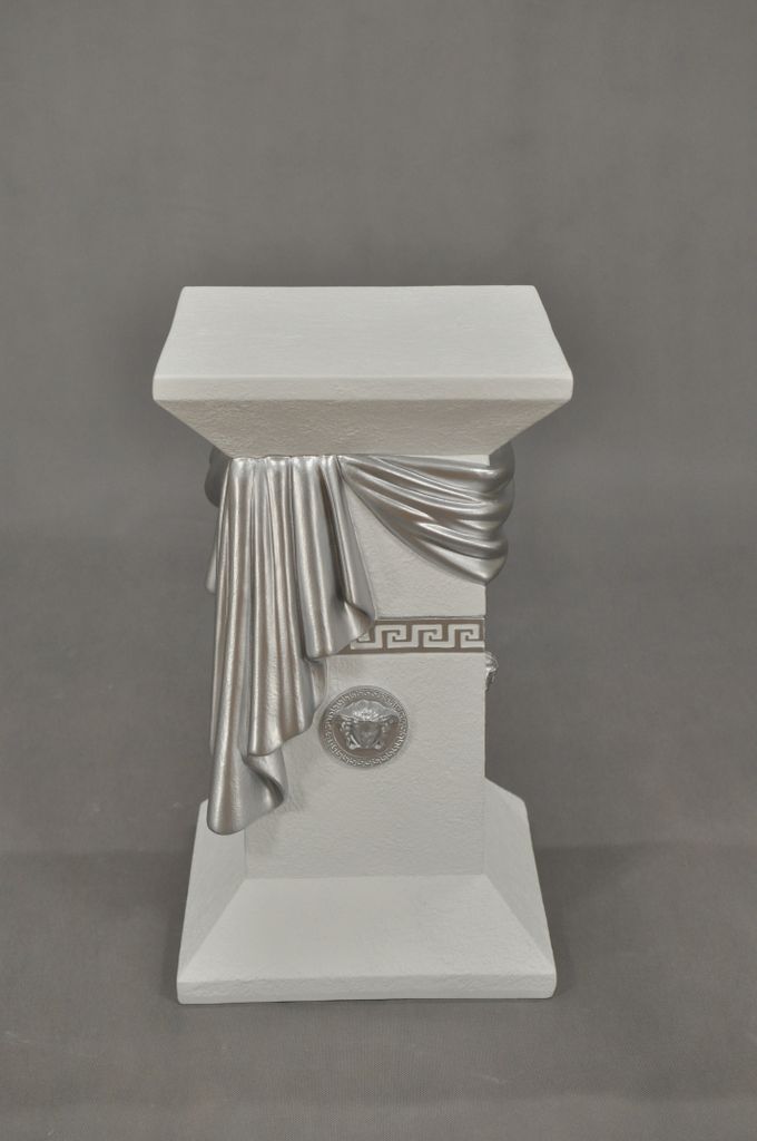 Säule Mäander Style Beistelltisch Marmoriert Dekosäule 55 cm Griechische Antik Retro Rokoko Säule Barock Blumenständer Podest Handbemalt