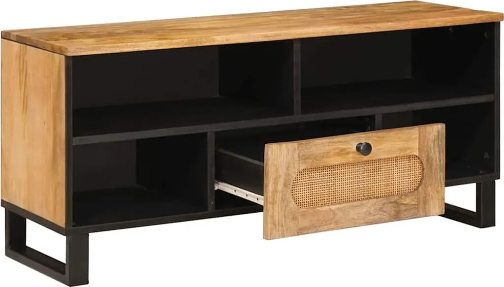 Mobile TV vidaXL in Legno di Mango Massiccio 100x33x46 cm | Marrone
