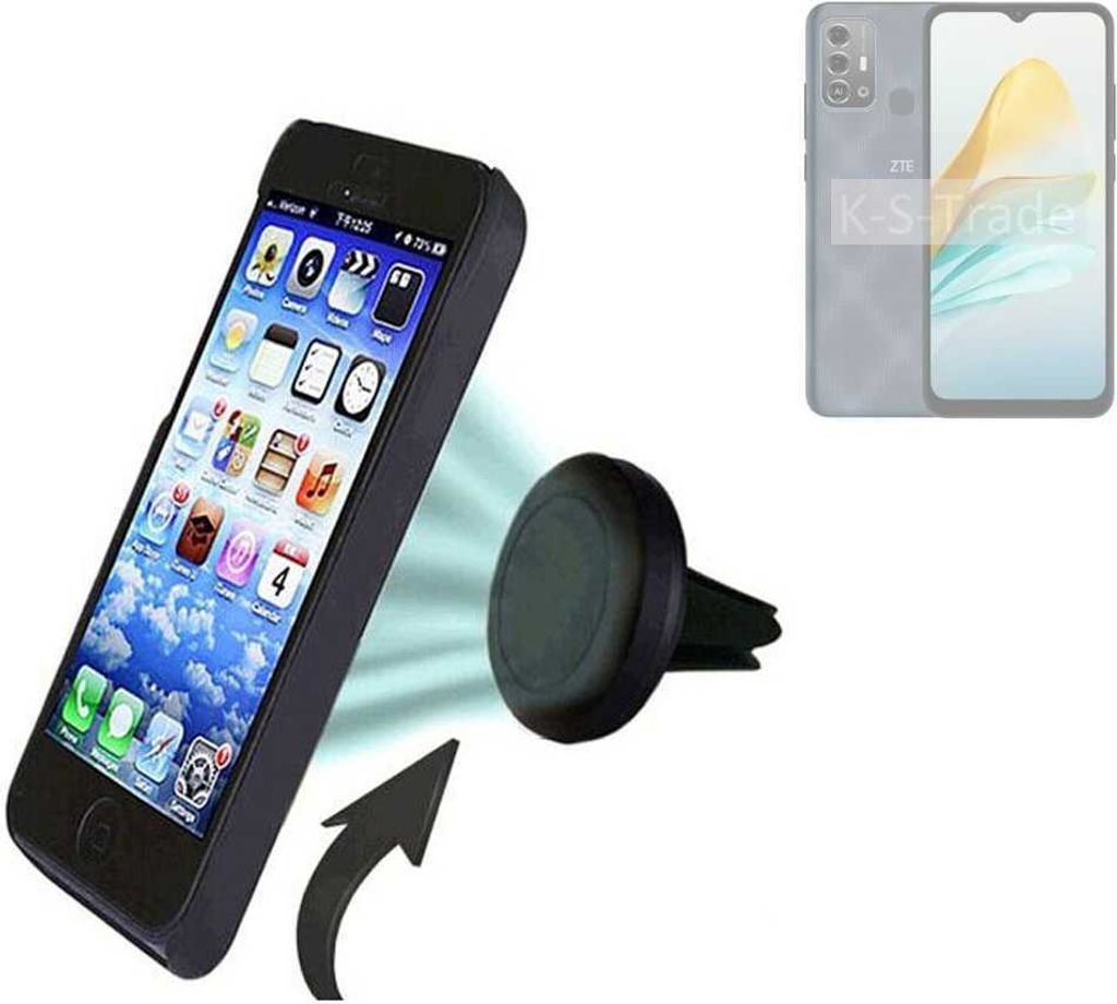 K-S-Trade Kompatibel mit ZTE Blade A53 Pro Auto Handy Halterung KFZ Halter Lüftungsgitterhalterung Air Vent mount Smartphone Halter