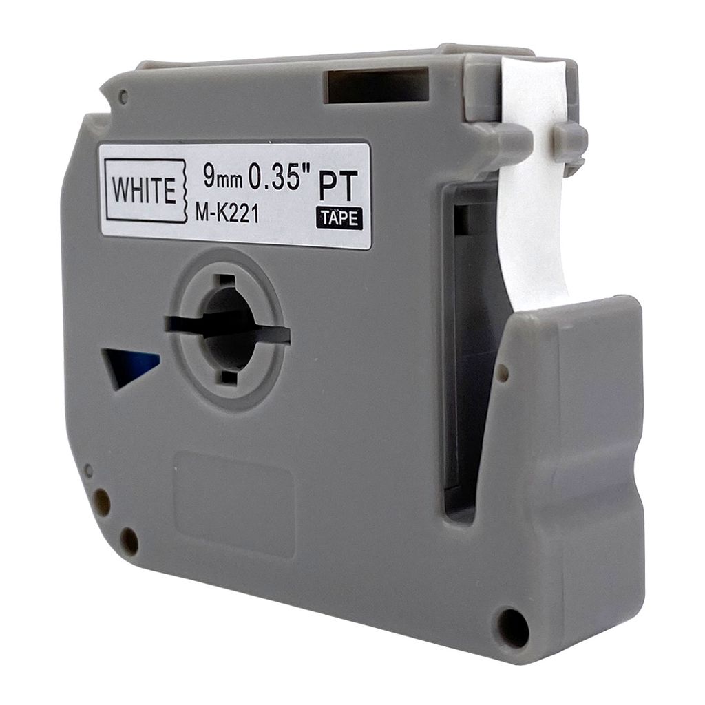 DULA Etikettenband - Kompatibel mit Brother P-Touch M-K221 - 1 Stück - Schwarz auf weiß - 9mm x 8m