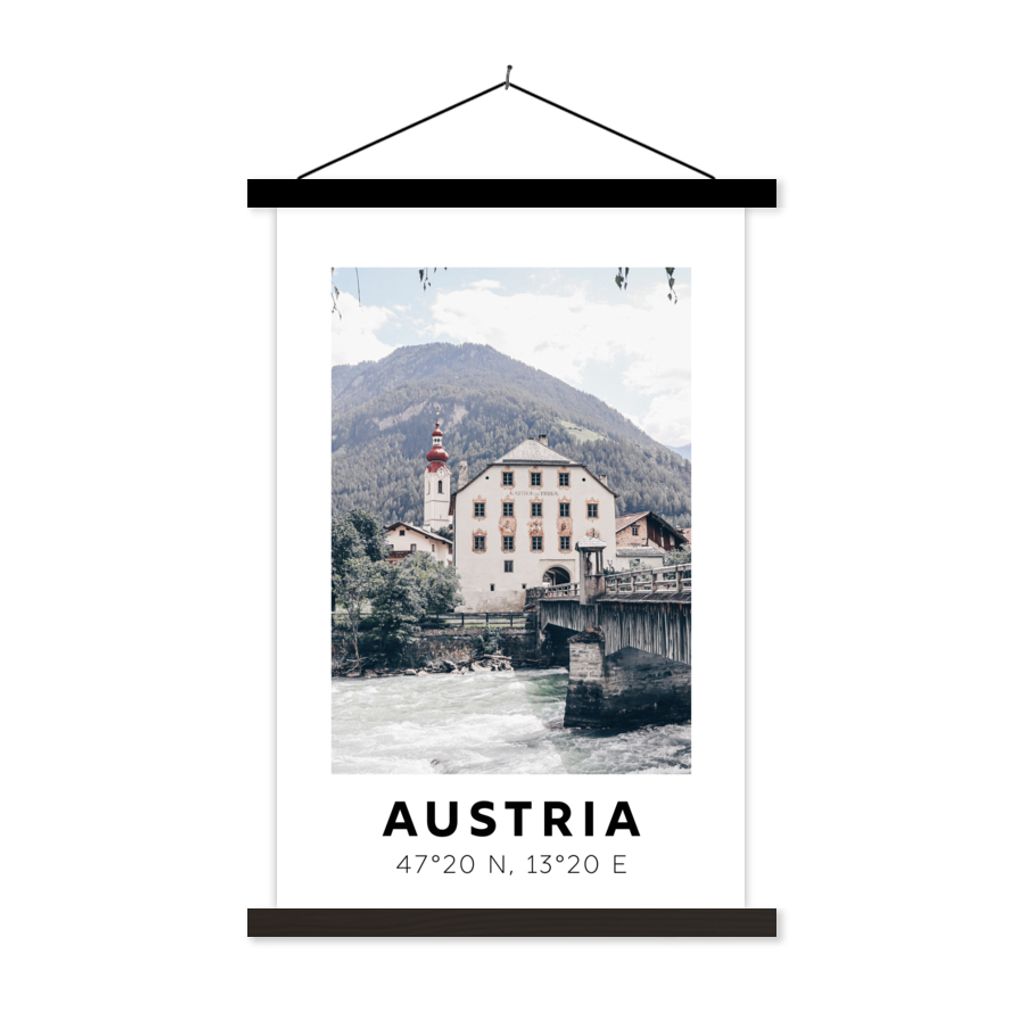 MuchoWow Textilposter Österreich - Wasser - Alpen - Herberge 120x180 cm mit schwarzem Rahmen - Fotos