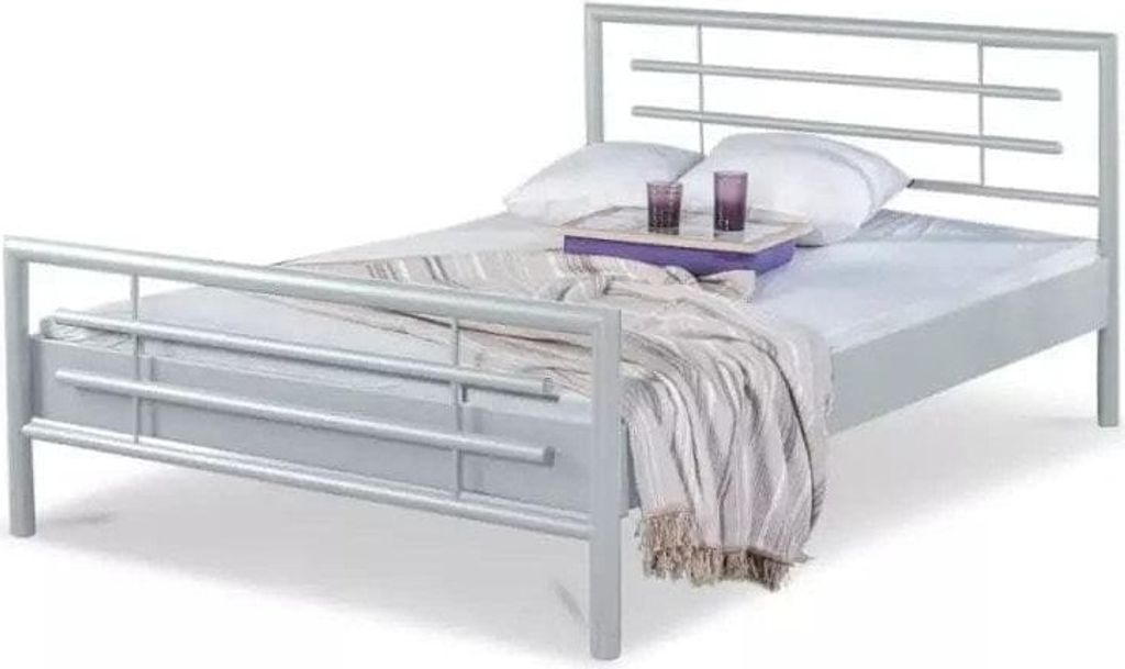 Metallbett Lola – 100 x 200 cm / silbergrau