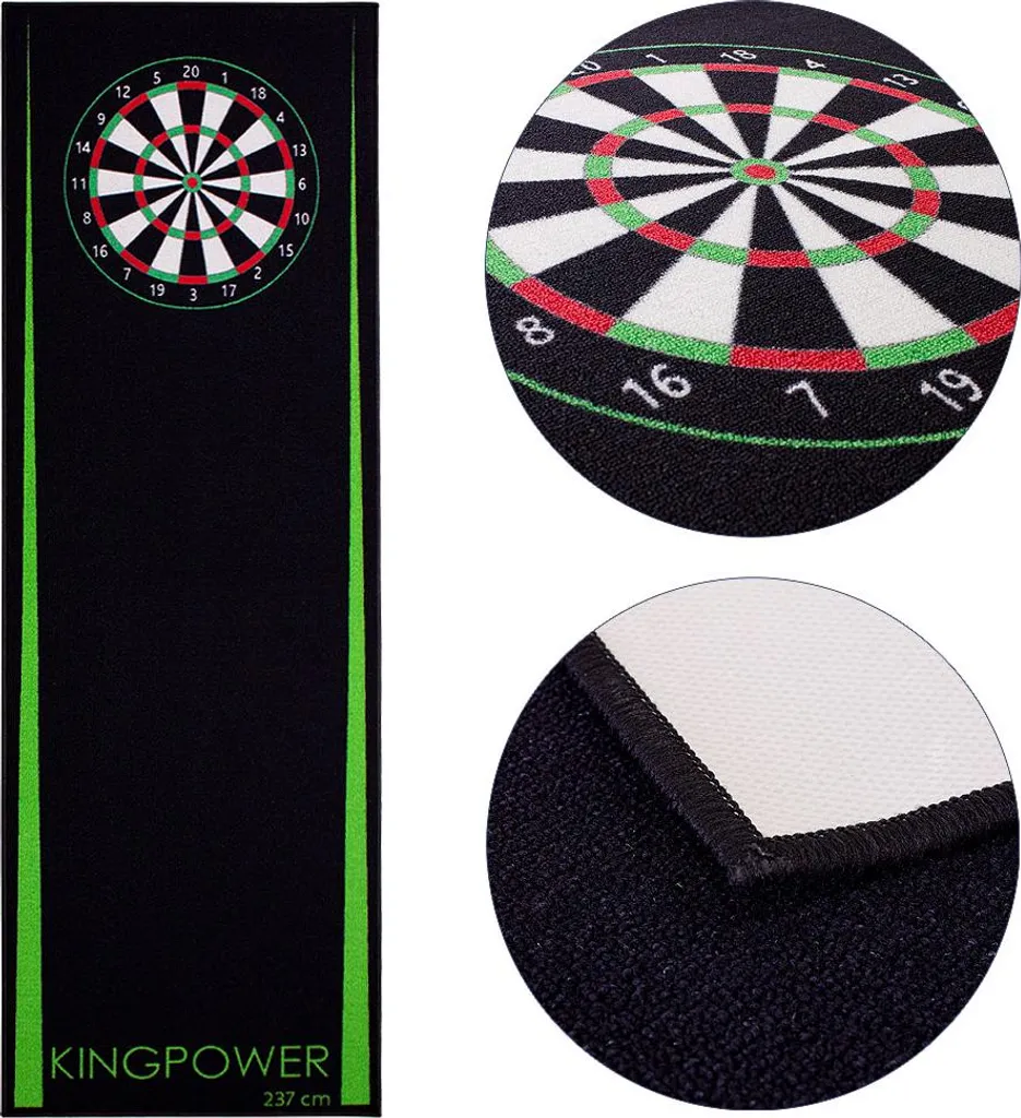Tapis de Fléchettes pour Salon ou Club 237x80 cm Kingpower Vert Dart