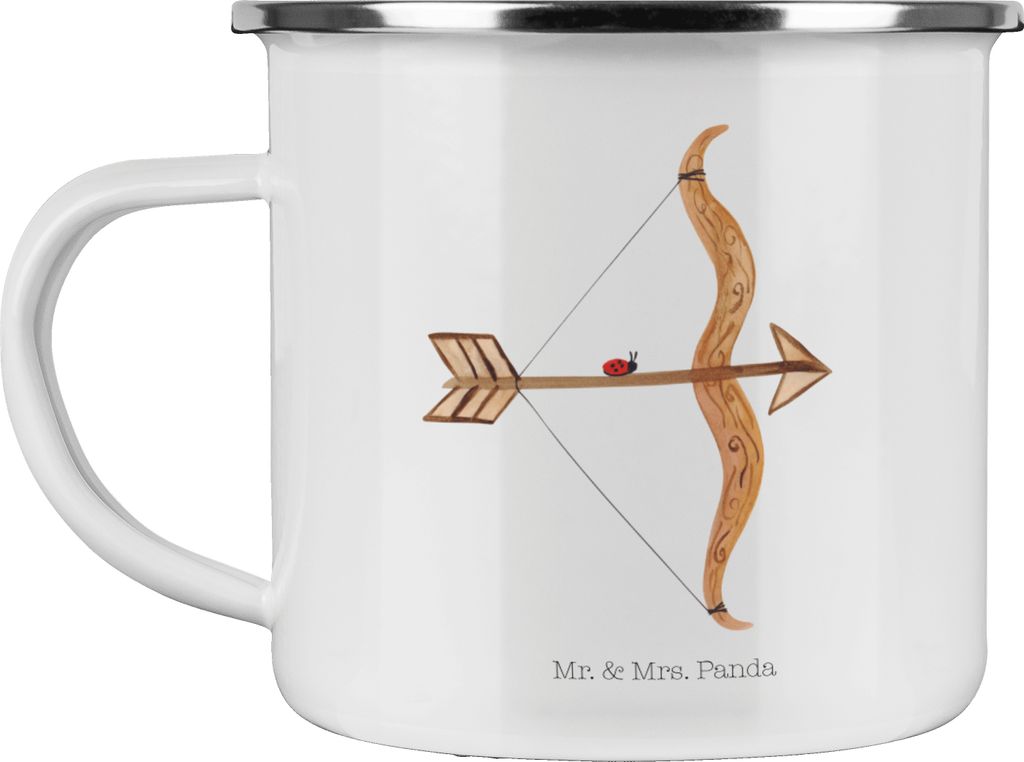 Mr. & Mrs. Panda Emaille Tasse Sternzeichen Schütze - Weiß - Geschenk, Geburtstag Dezember, Teetasse, Schützenfest, becher, Reisebecher, Pott, N...