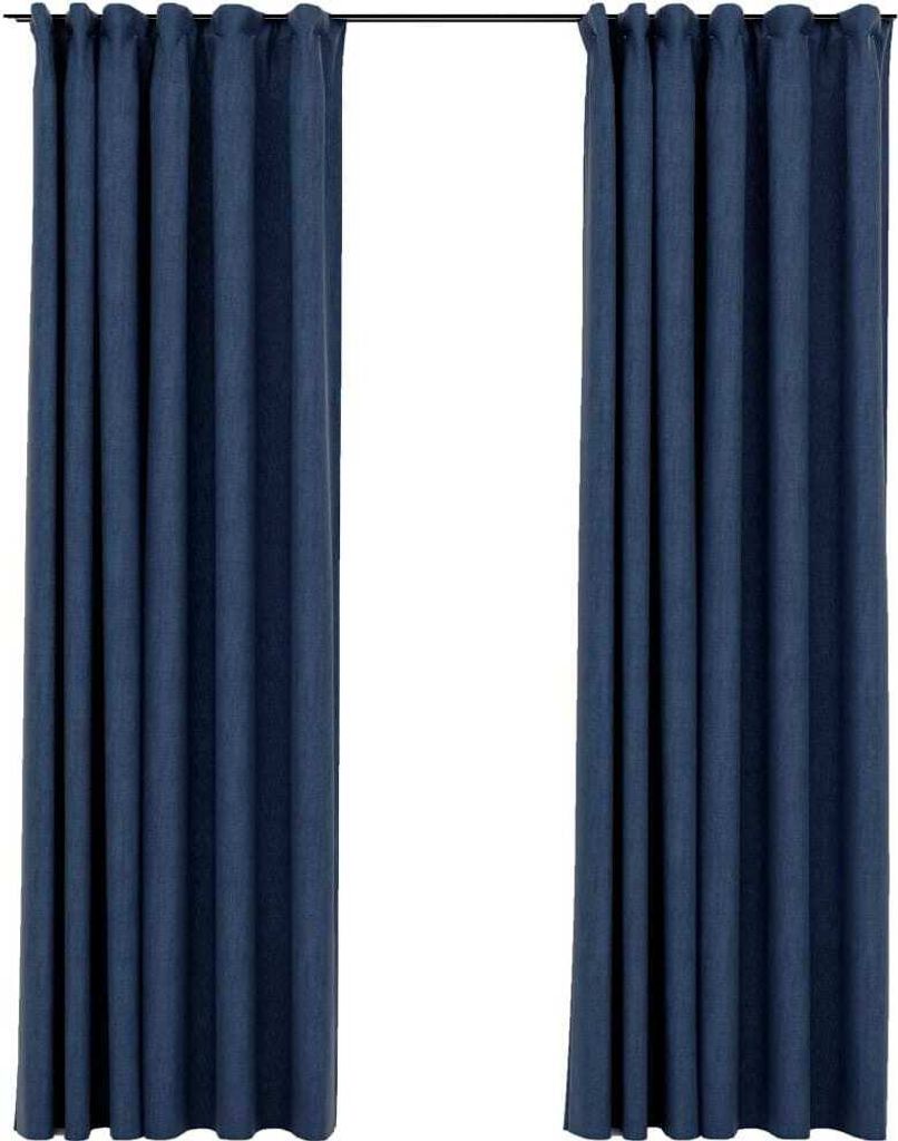 Verdunkelungsvorhänge Haken Leinenoptik 2 Stk. Blau 140x225cm