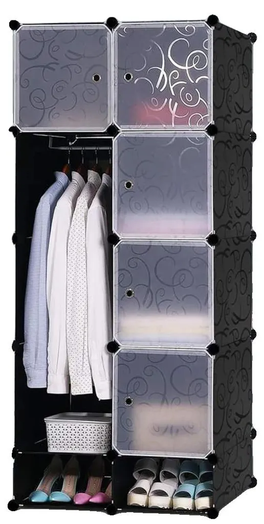 Armoire de rangement noire à montage rapide - Design modulaire et robuste