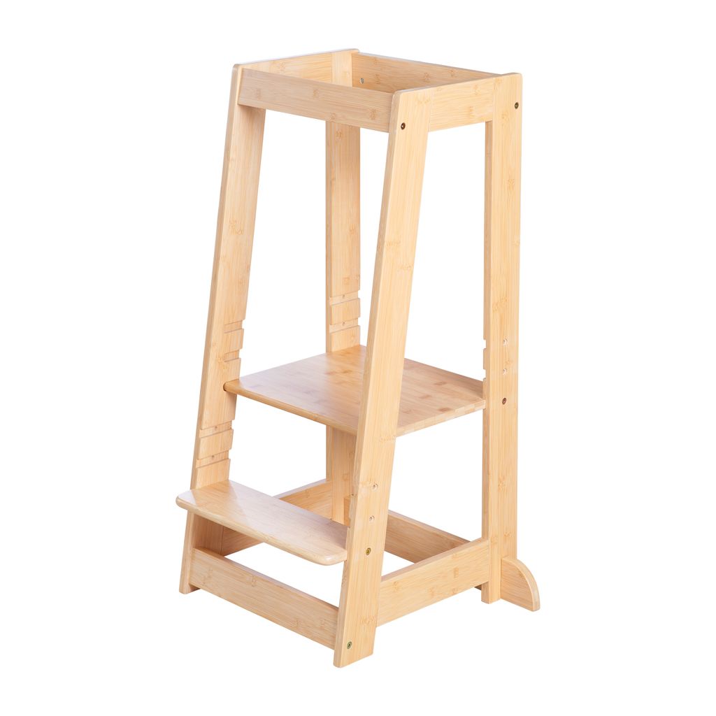 roba Lernturm nach Montessori - Sicherer Tritthocker für Kinder - Ideal als Küchenhelfer - Bis 80 kg belastbar - em Bambus Holz