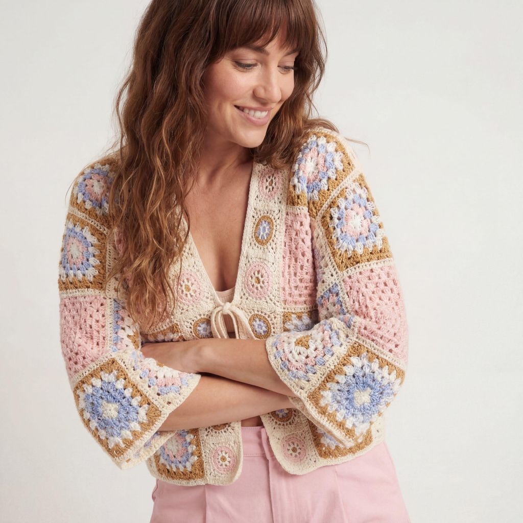 Bolero Kurzjacke aus Lochstrick Vintage Look Strickjacke 38 Produktbild 