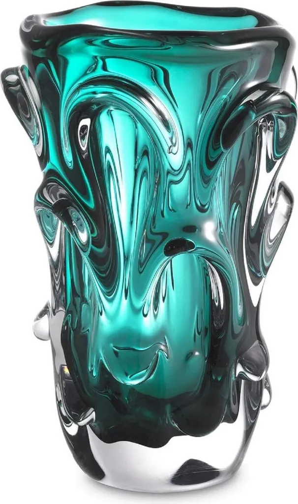 Casa Padrino Vase en Verre de Luxe Turquoise Ø20 x H31cm Luxury Collection