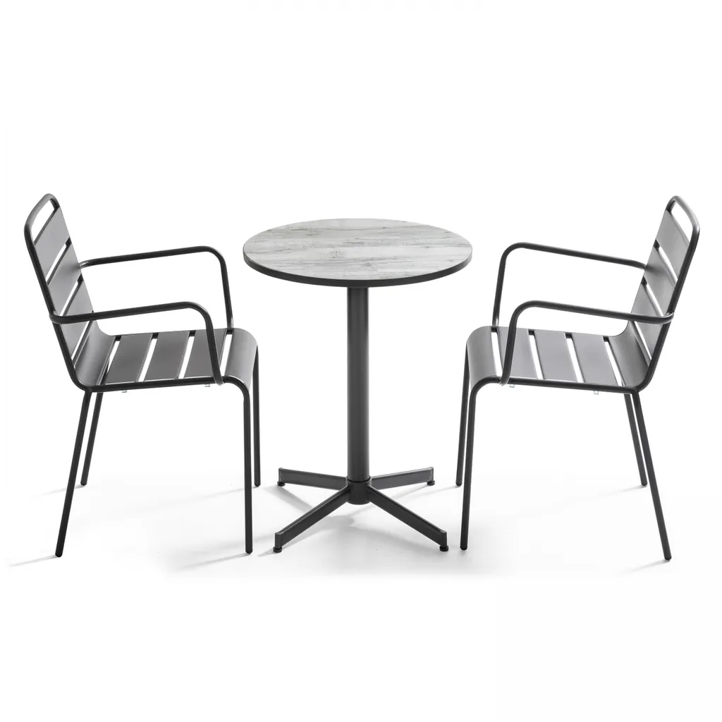 Petit ensemble repas extérieur pour balcon avec table et 2 chaises