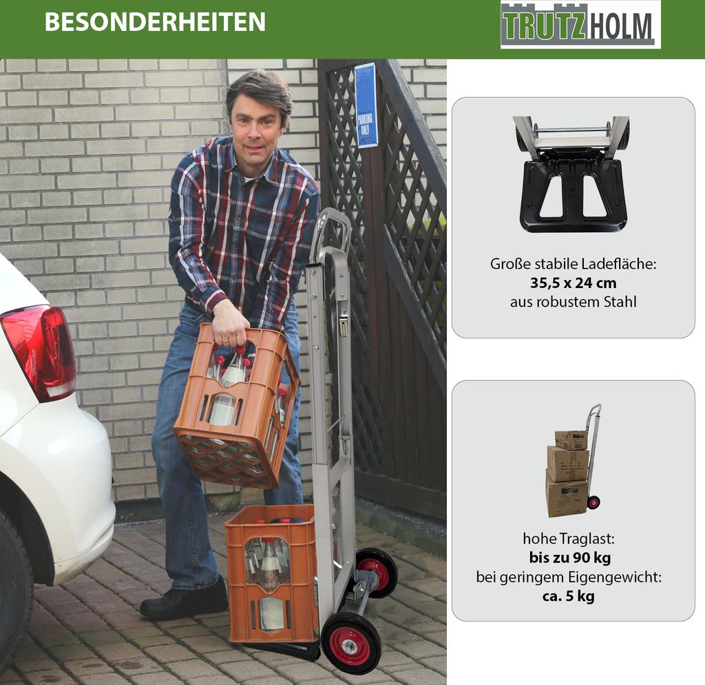 Aluminium Sackkarre klappbar 90kg Traglast Transportkarre Produktbild 5
