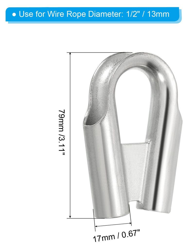2 Stš¹ck Drahtseil Fingerhut mit Zwickel 1/2"/ 13mm 304 Edelstahl Seil Fingerhut Drahtseil Kausche fš¹r Schlepptauwerk Silber Draht Crimpen Sch...