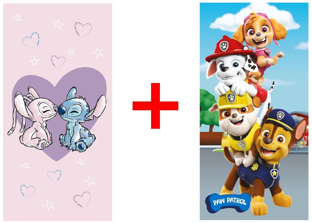 Lilo und Stitch und Paw Patrol Alien Rubble Chase Hundemotiv Badetuch, Strandtuch Handtuch
