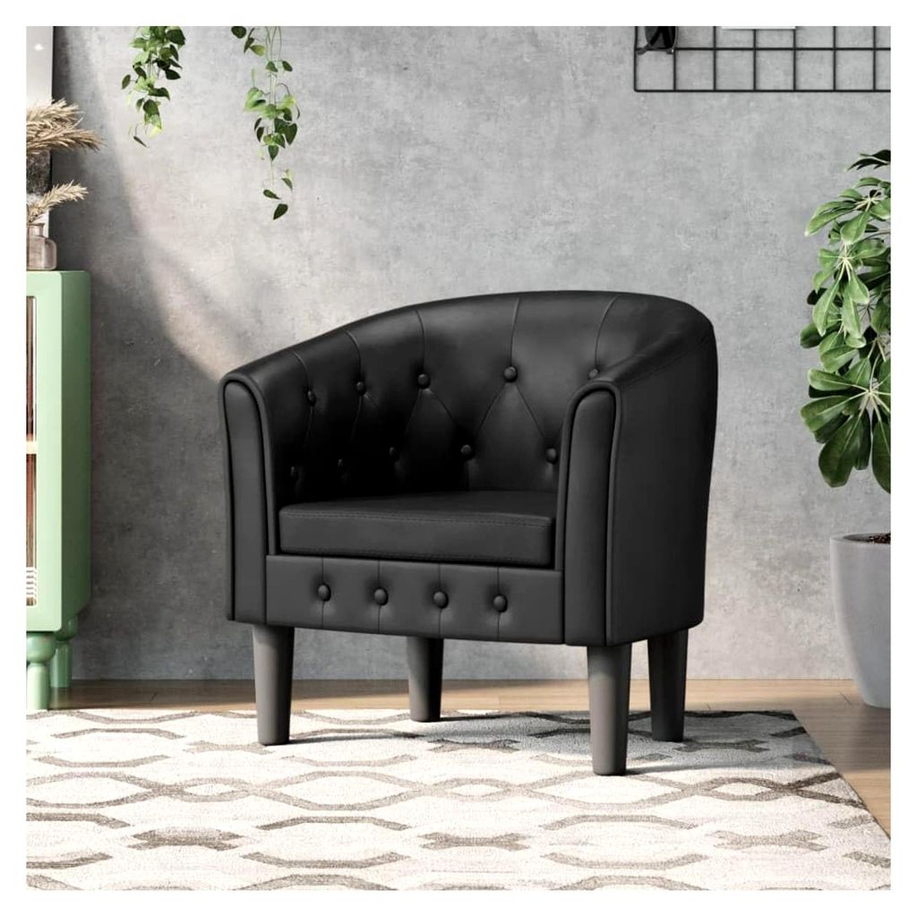 Clubsessel Schwarz Kunstleder, Relaxsessel, Fernsehsessel, Kinosessel, Gaming Couch