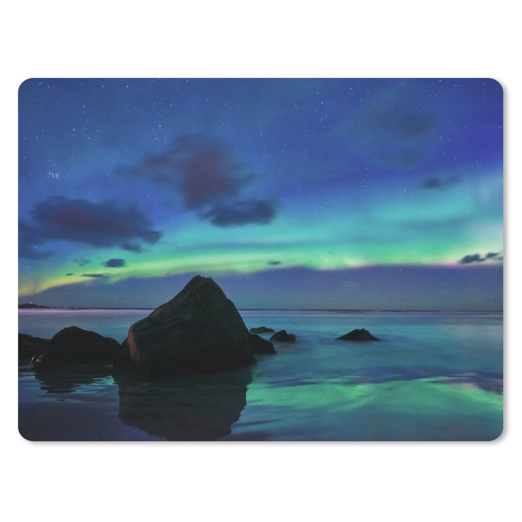MuchoWow Mauspad Mousepad Himmel - Landschaft - Polarlicht 23x19 cm - Mousepads - Maus Mat - Pad - Mausunterlage - Schreibtischunterlage - Mauspad