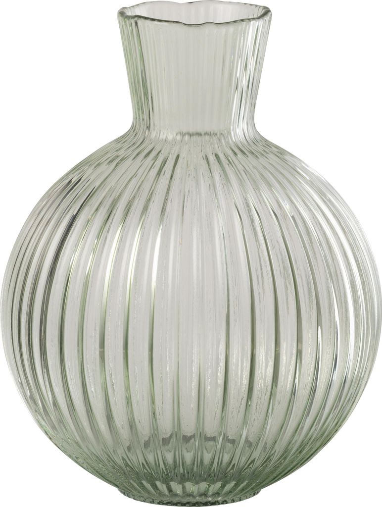 J-Line Vase Ball Gerillt Glas Grau Grün Large