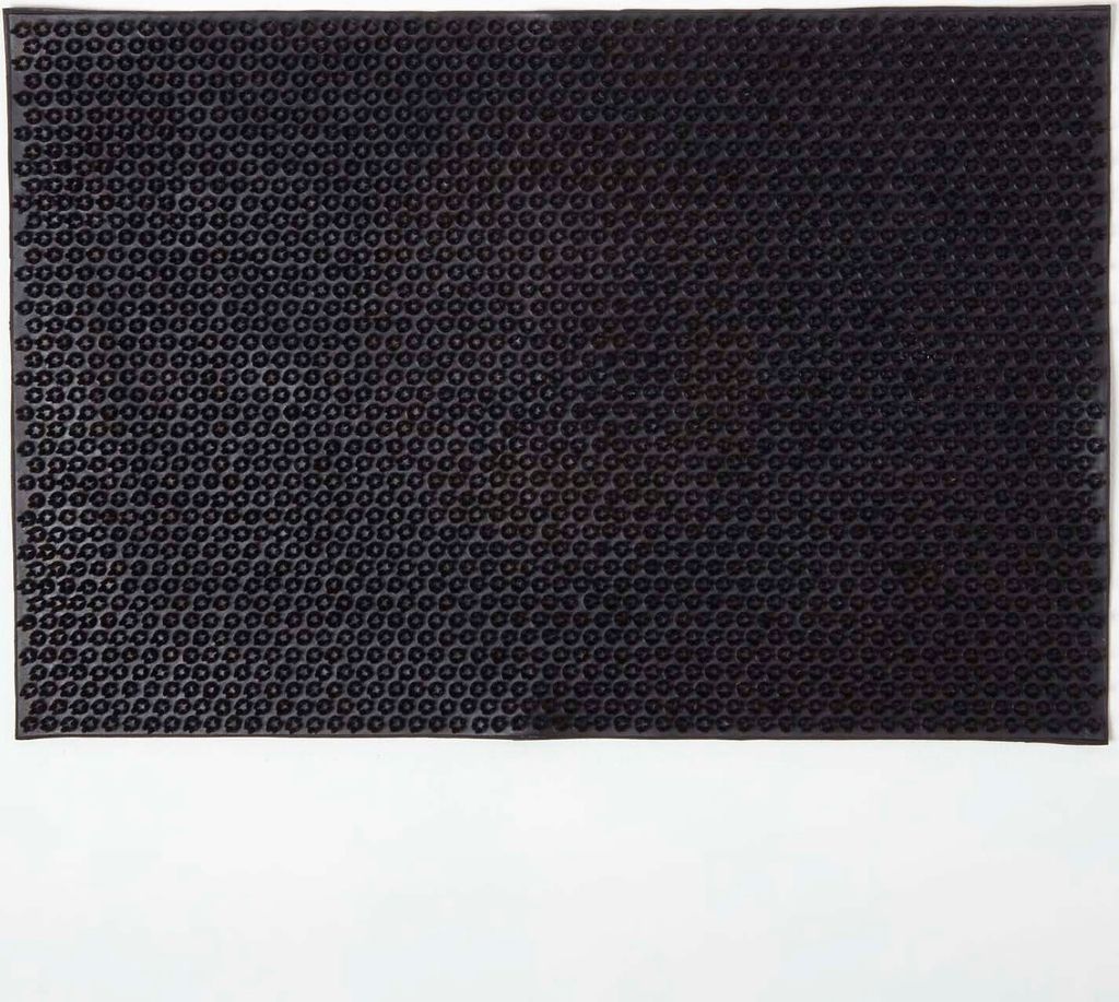 HOMESCAPES Gummi-Fußmatte 40 x 60 cm schwarz - Fußabtreter außen mit Bürsten-Effekt