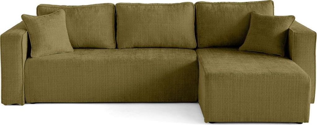 Best Möbel Topaze - 4-Sitzer mit abnehmbarem Wendekissen aus strukturiertem Samt , Olivgrün