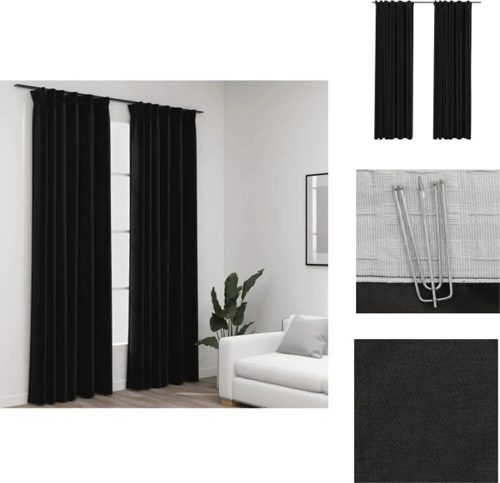 vidaXL Rideaux Occultants Aspect Lin avec Crochets 2 pcs 140x225 cm Gris