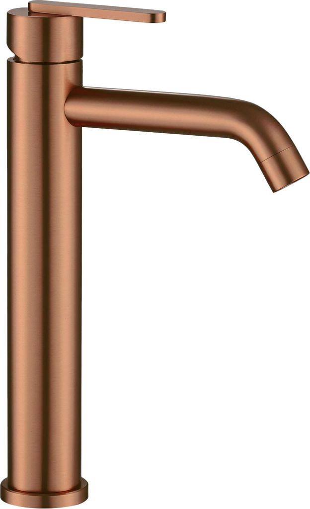 A single copper-colored faucet against a white background.