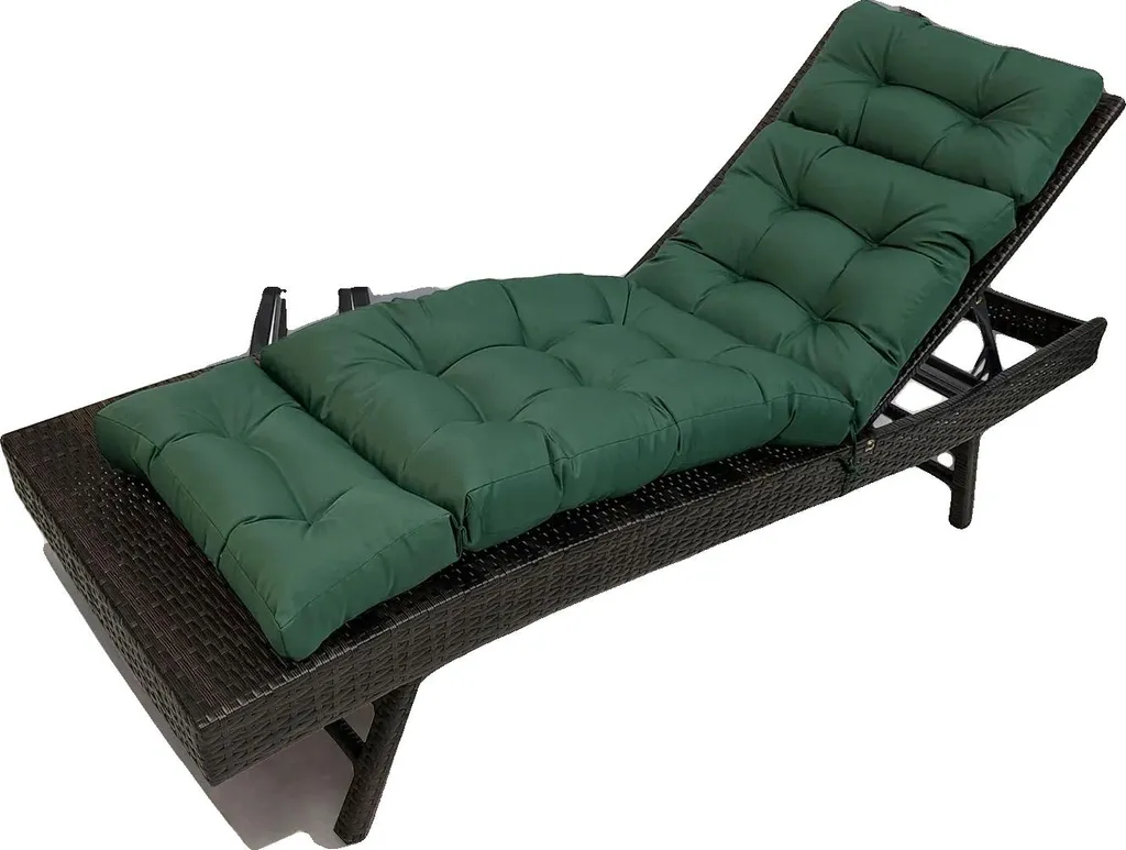 Cuscino Sdraio Esterno 180x50x10cm Verde Scuro Impermeabile Comfort