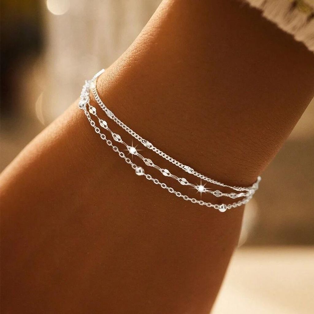 Mehrreihiges Armband Damen silberfarben – eleganter Produktbild 
