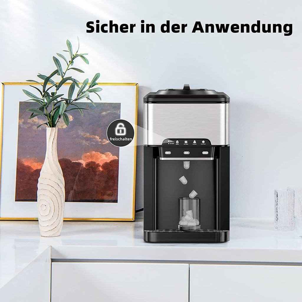 3-in-1 Eiswürfelmaschine 19kg/24h, Wasserspender kalt- und Produktbild 6