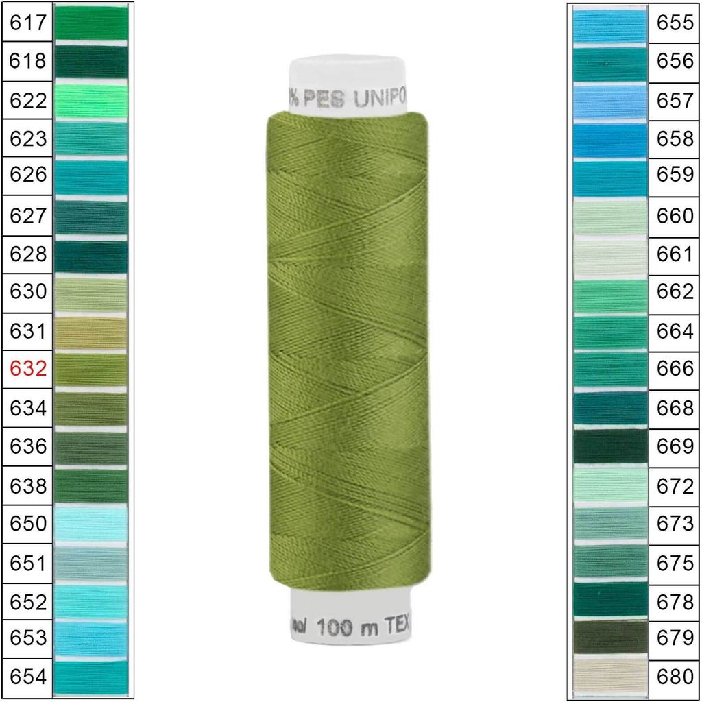 Nähgarn 10 x 100m Unipoly 120 Tex14x2 Universalnähgarn Allzweckgarn Polyester 4v6 Farbwahl, Farbe:632