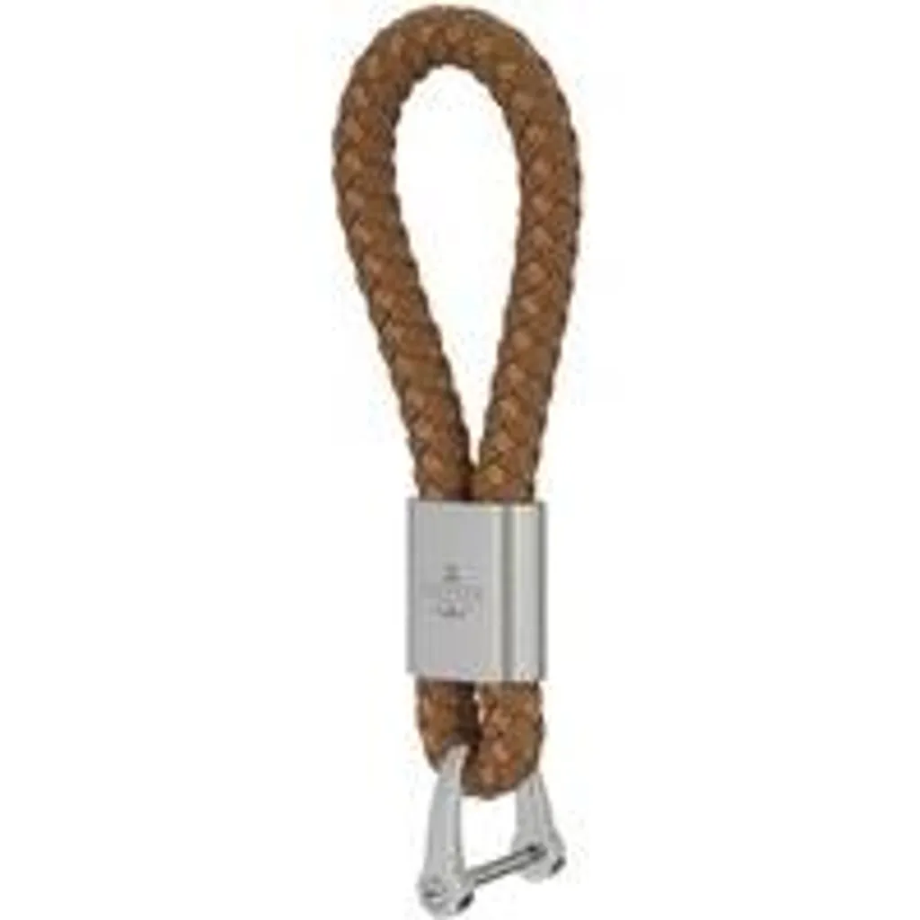 Porte-clés en acier inoxydable tressé 22Skipper marron clair avec anneau D
