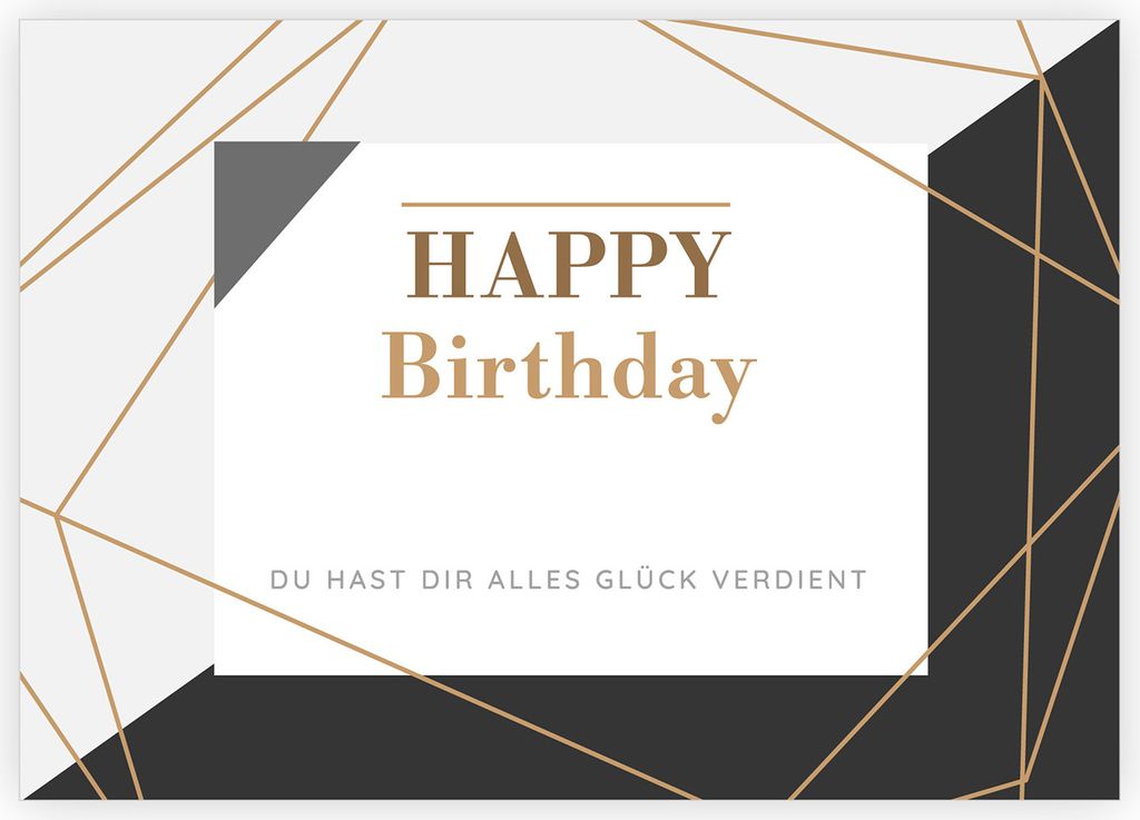 4x Grafische Geburtstags-Karte: Happy Birthday - Du hast Dir alles Glück verdient