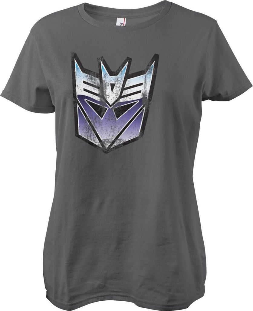 Distressed Decepticon Shield Girly Tee - Large - DarkGrey